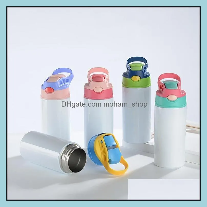 12oz sublimation blank tumblers sippy cup 350ml children water drink bottles stainless steel drinking straight for kids 383 s2