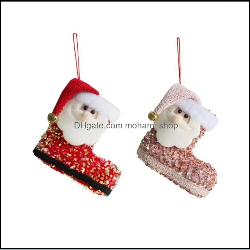 christmas tree gift bags santa claus cute sequined 3d boots candy socks xmas tree pendant decoration