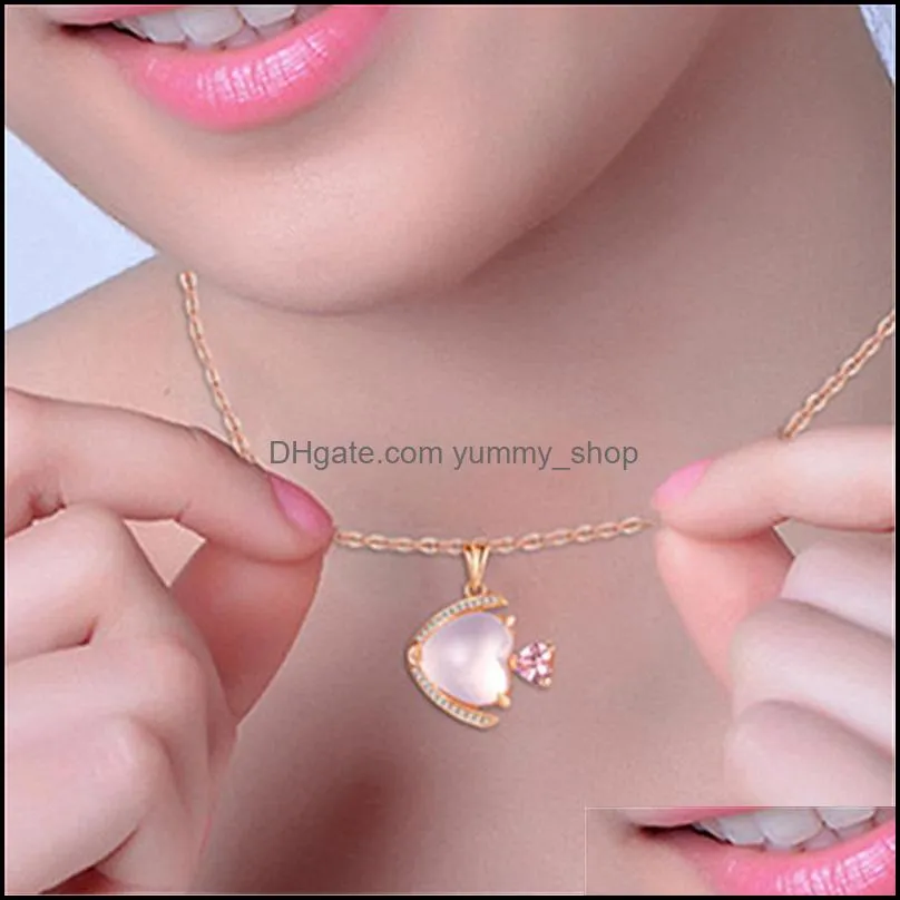 fish pendant necklace for women luxur jewlery rose gold silver chains necklaces crystals necklaces
