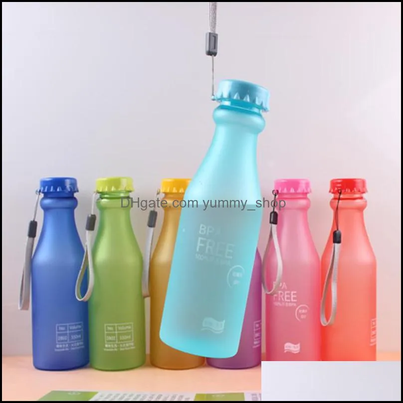 creative 550ml frosted soda bottle plastic portable dropproof water bottles fashion students sports water cups bottles 1218 v2