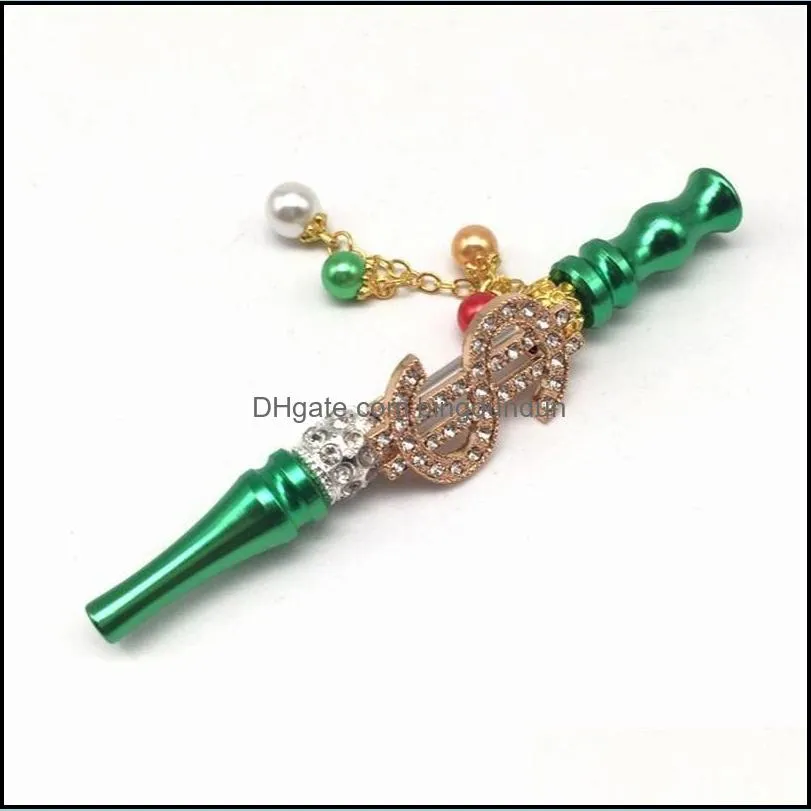 metal hookahs tips crystal inlaid s gold plating smoking pipes beads pendants hookah shishas portable 16ml g2