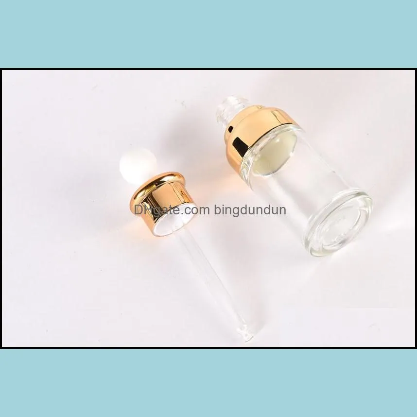 20 30 40ml empty refillable clear glass bottle  oil elite fluid cosmetic jar container vial with glass eye dropper sn3016