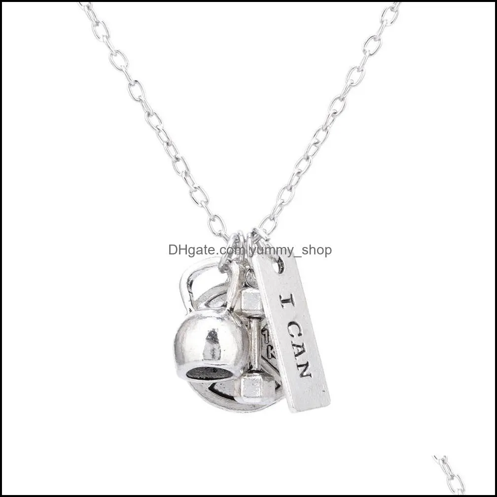 pretty dumbbell necklace barbell gym sport fitness weight necklaces beautifully jewelry sports belief power charm necklace