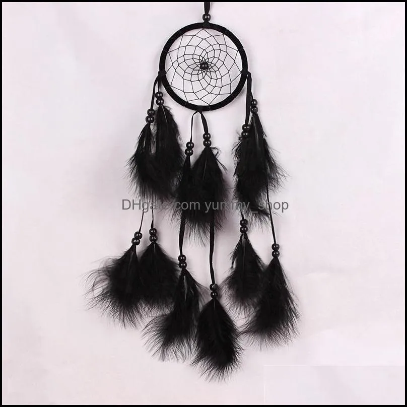 originality study room dream net catcher home furnishing wall hanging wind chime natural colorful fluff feather handmade decorate 5 5sj