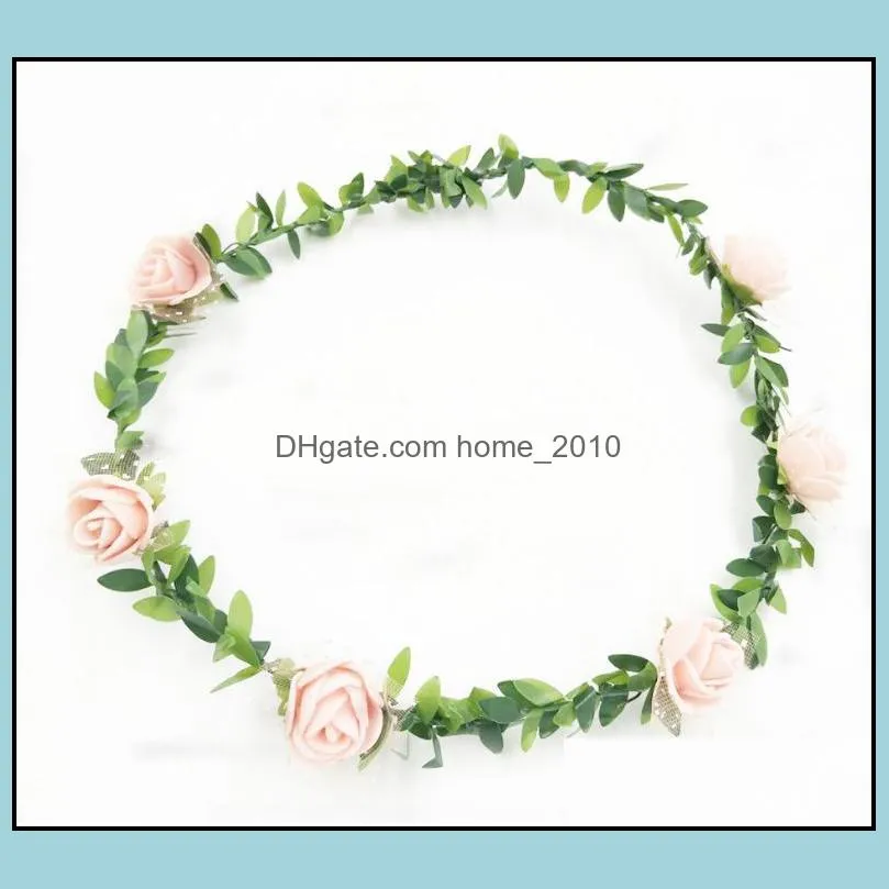 bride floral crown flower vine simulation artificial green leaf weave headband foam party disguise hair ornament head hoop sn2018