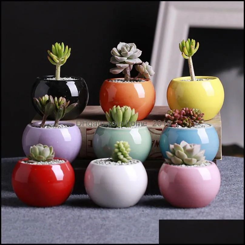 9 colors ceramic pots succulents flower pot small ball round white porcelain white color mini creative