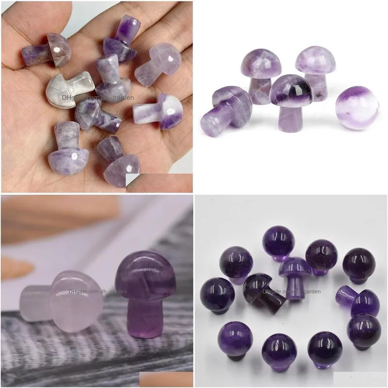 20mm amethyst mini mushroom statue natural stone carving home decoration crystal polishing gem