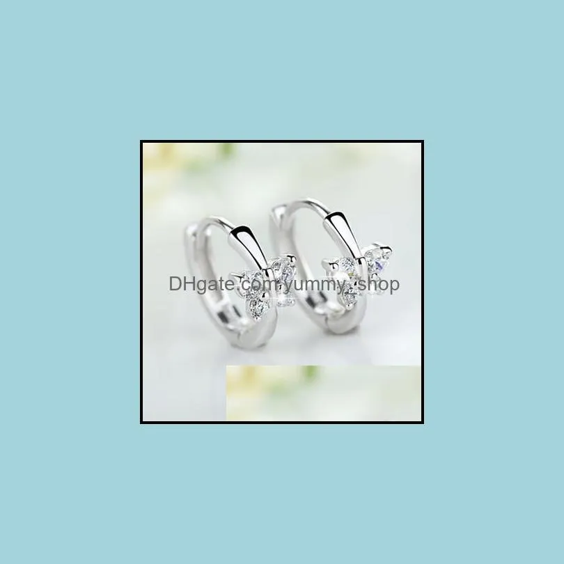 silver earrings butterfly zirconia small hoop earring for girls child women luxury jewelry beautiful aros huggies earring