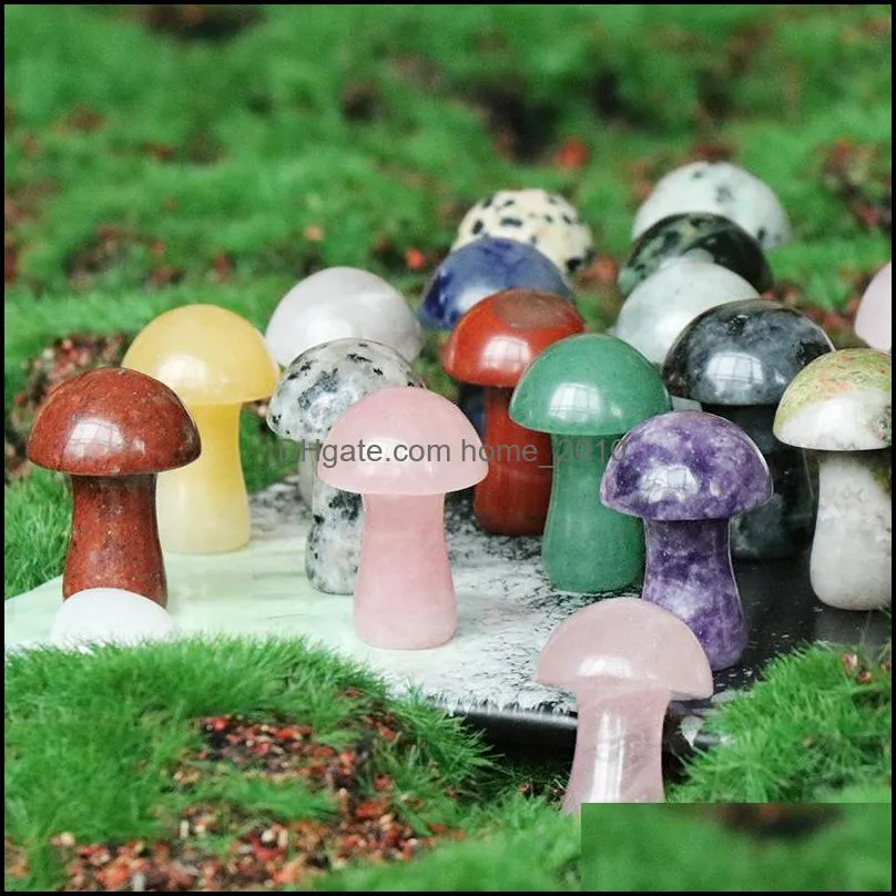 decorative objects figurines mini mushroom figurine natural stone crystal reiki healing polished quartz carving ornament gift