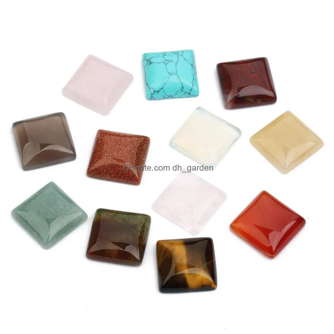 16mm square cutting opal rose tiger eye stone cab cabochon flat back for ring earring necklace making jewelry wholesale