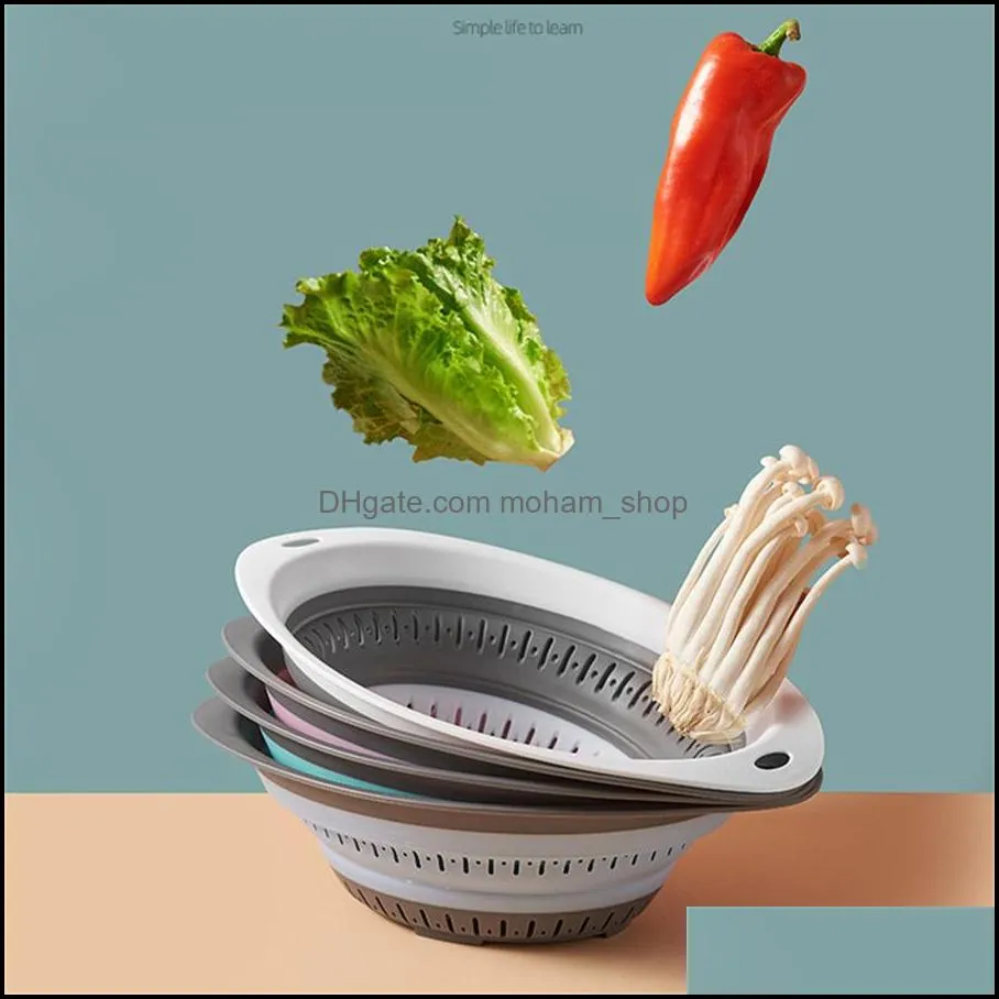 fruit vegetable tools creative household retractable silicone multifunctional kitchen vegetable and drainage storage basket