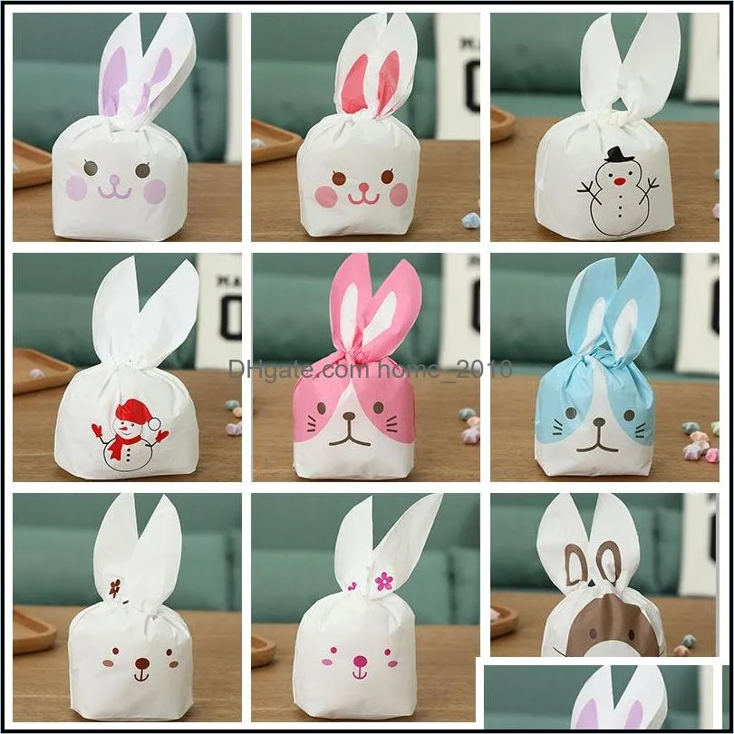 50/pcs wedding gift wrap plastic candy rabbit ears easter bag cookie packaging box companion hand boxes pearl return gifts rrf12139