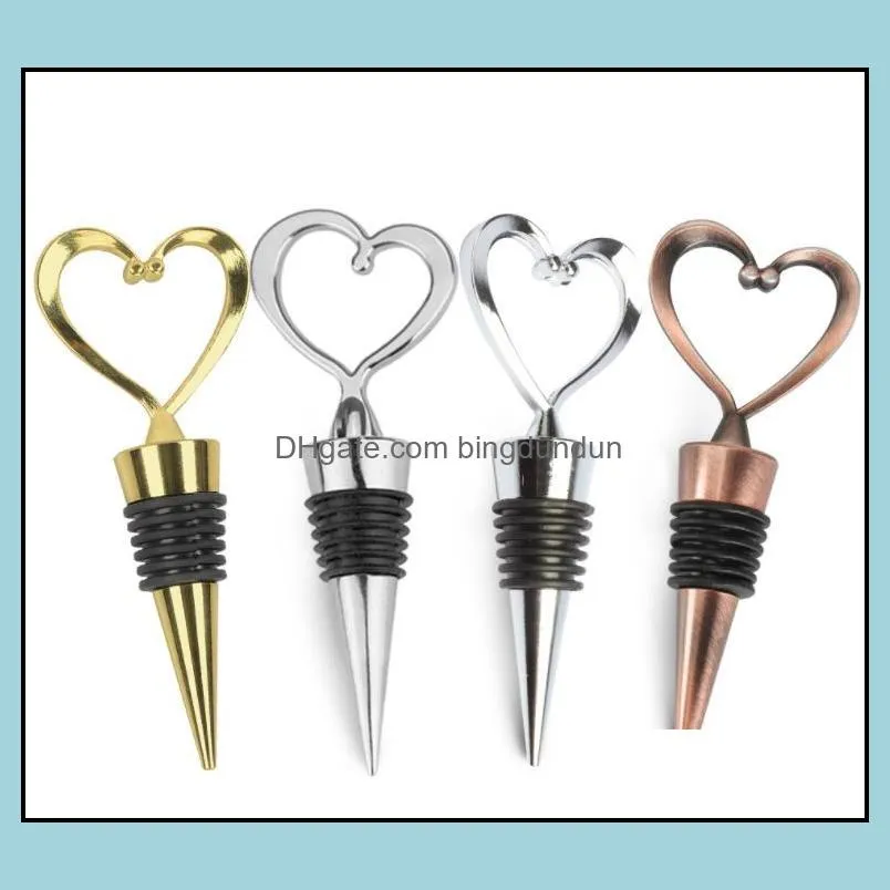 bar tools rose gold silver elegant heart lover shaped red wine champagne metal wines bottle stopper valentines for wedding gifts