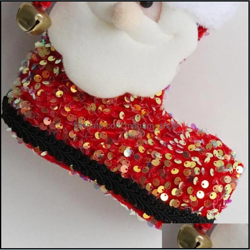 christmas tree gift bags santa claus cute sequined 3d boots candy socks xmas tree pendant decoration