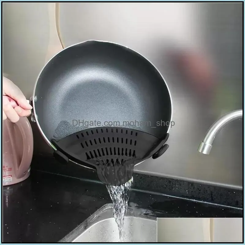 tools colanders silicone pot side vegetable drainer household creative noodle filter leakproof baffle drain inventory wholesale