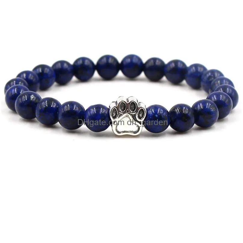 chakras stripe agate stone beaded strands bracelet dog paw claw bracelets healing energy yoga bracelet for men women jewelry gifts