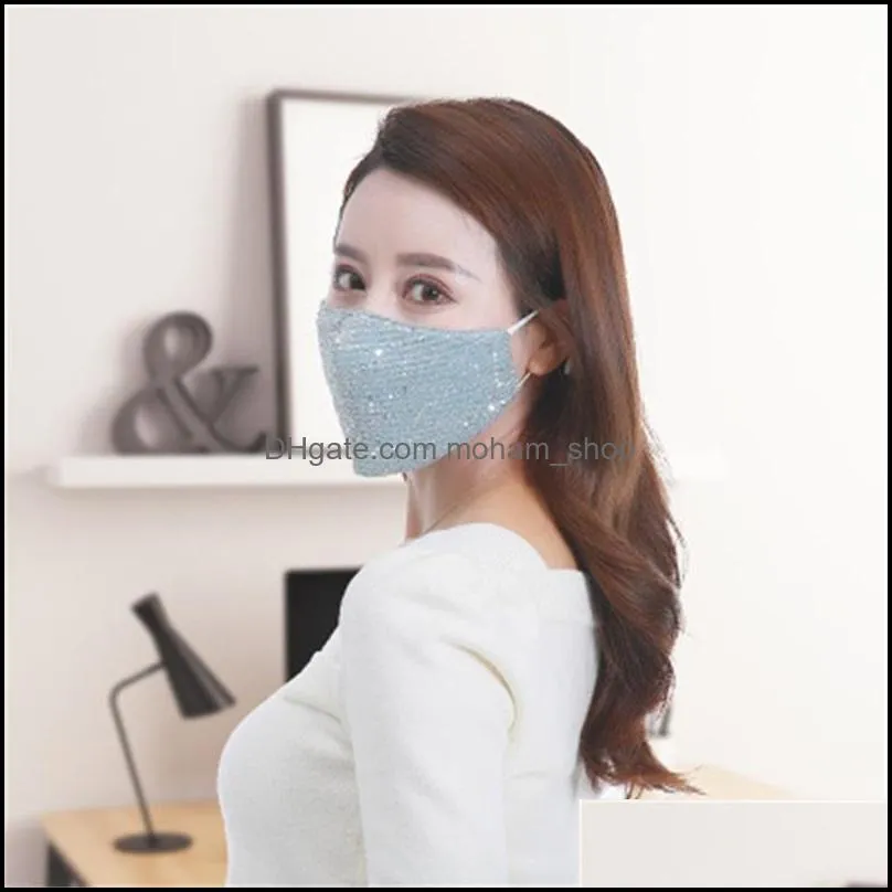 adult sequin respirators earloop protective mouth face mask men women warm easy to carry outside sports masks 6 5hy h1