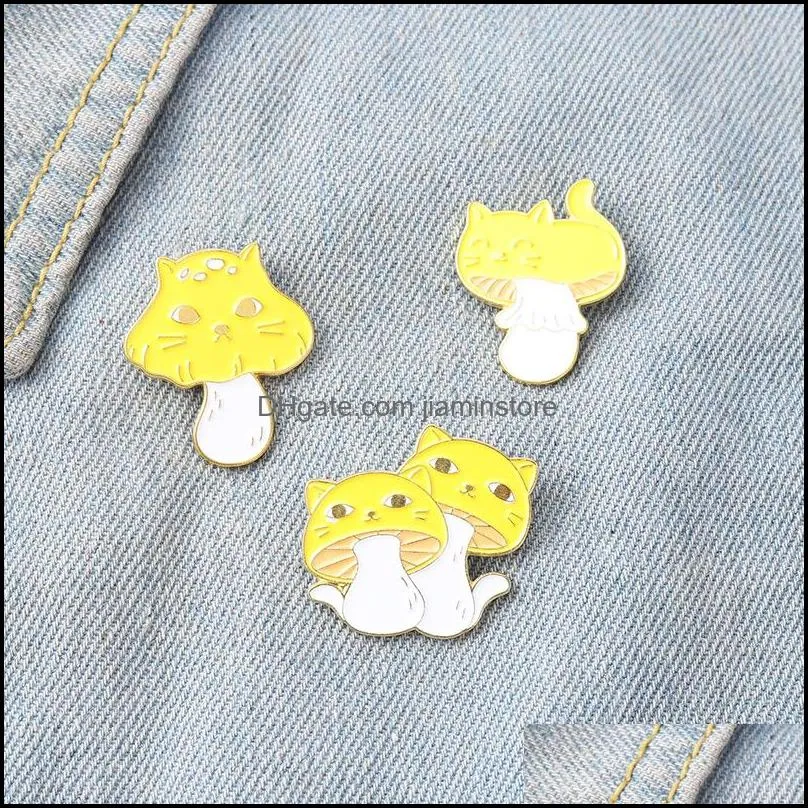 20 pcs/lot plants series mushroom model brooches cartoon cat alloy bag hat badge unisex backpack clothes paint lapel pin jewelry accessories