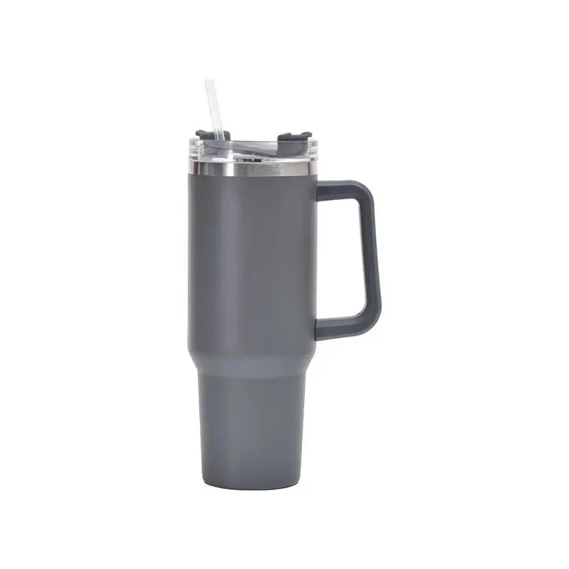 40oz stainless steel tumbler with colored handle lid straw big capacity beer mug water bottle stanley outdoor camping cup vacuum insulated drinking