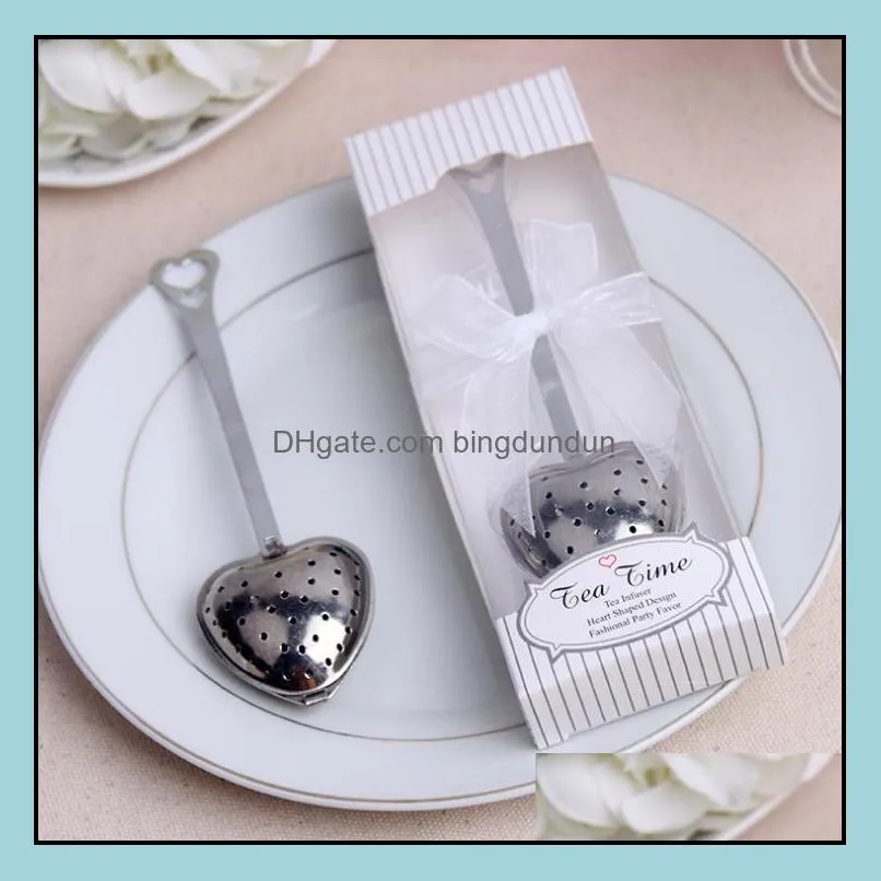  tea time heart tea infuser in elegant white gift box nice wedding souvenirs ceremony gifts supplies sn1185