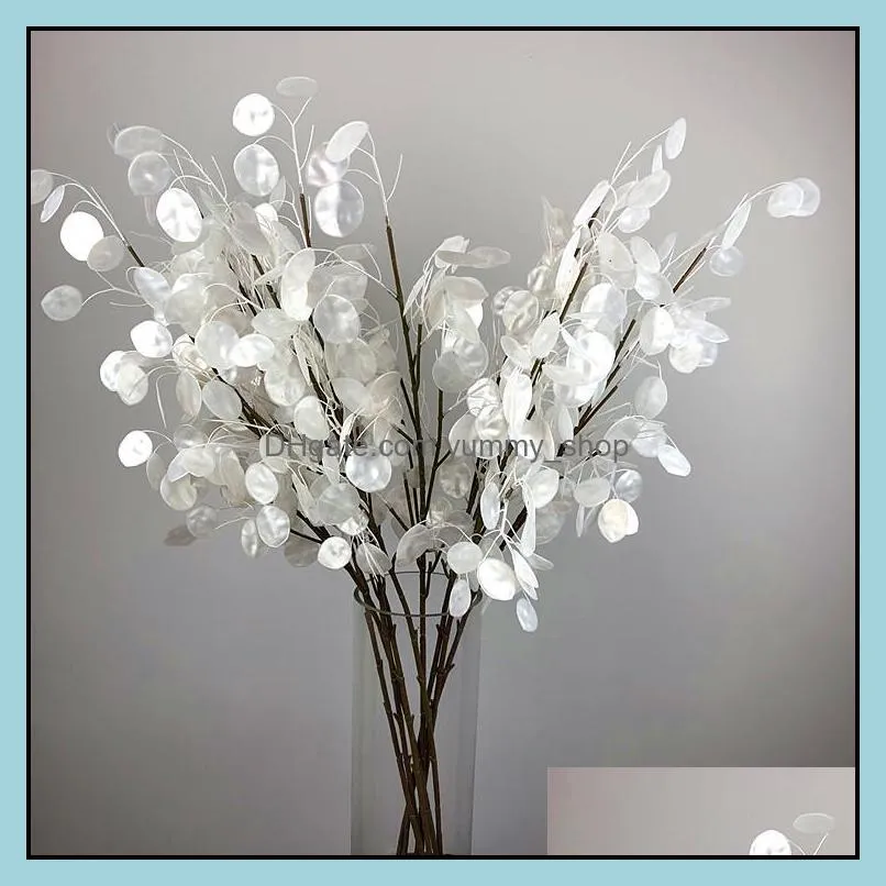 artificial plastic flower pearlescent color shell long branch simulated flowers home furnishing el background wall decoration 7 6yz