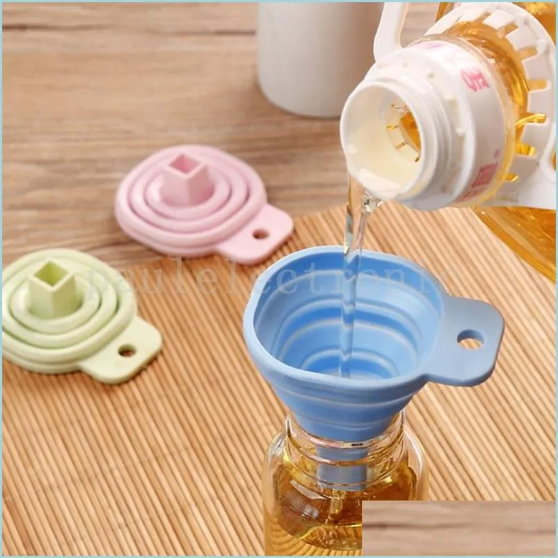 square protable mini funnel silicone gel foldable style funnel hopper kitchen tools accessories gadget