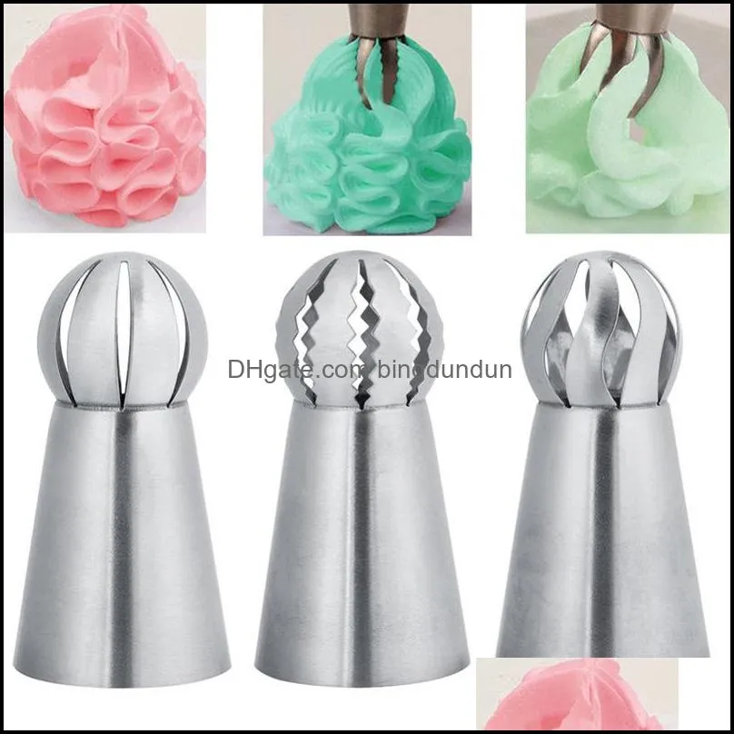 3pcs/set cake icing nozzles russian piping tips lace mold pastry decorating too steel kitchen baking pastry tool wholesale 545 s2