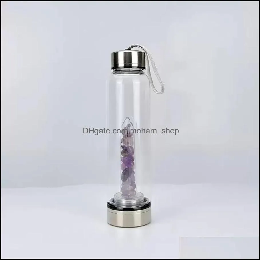 natural quartz gem glass water bottle direct drinking water crystal cup 8 coffee drink supplies inventory wholesale