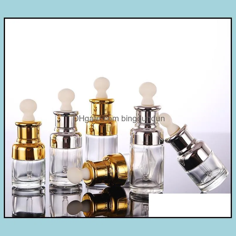 20 30 40ml empty refillable clear glass bottle  oil elite fluid cosmetic jar container vial with glass eye dropper sn3016