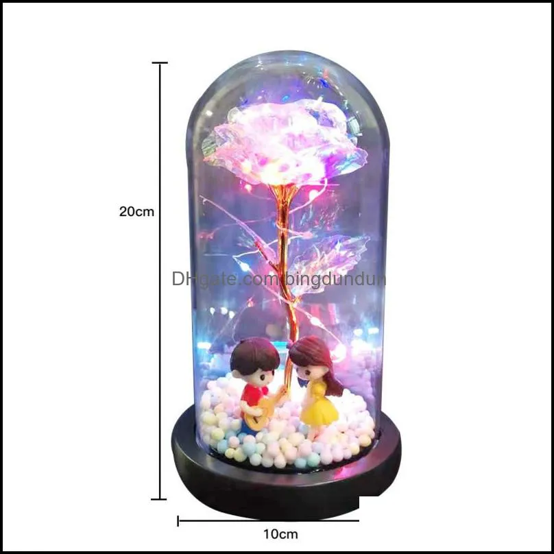 festive party supplies beauty and beast eternal flower rose in flask wedding decoration artificial flowers glass cover for valentines day