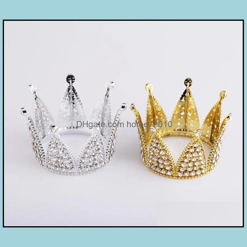 party supplies metal pearl happy birthday cake toppers shining mini crown cakes topper sweet decoration wedding decor sn987