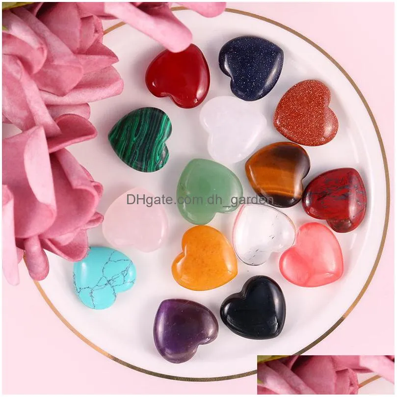 20mmx8mm heart ornaments natural rose quartz turquoise stone naked stones decoration hand play handle pieces accessories