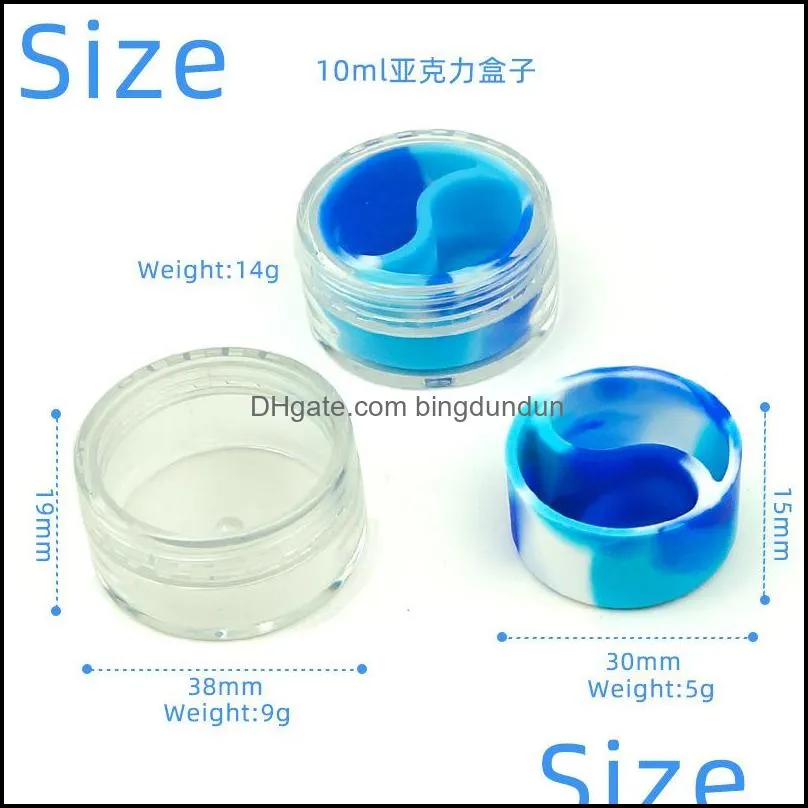 10ml swirl split stash jar wax dab oil concentrate herb containers with silicone inner storage bottles