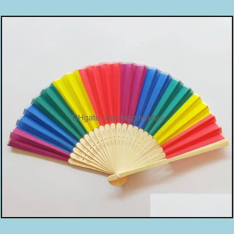  arrival chinese style colorful rainbow folding hand fan party favors wedding souvenirs giveaway for guest sn2146