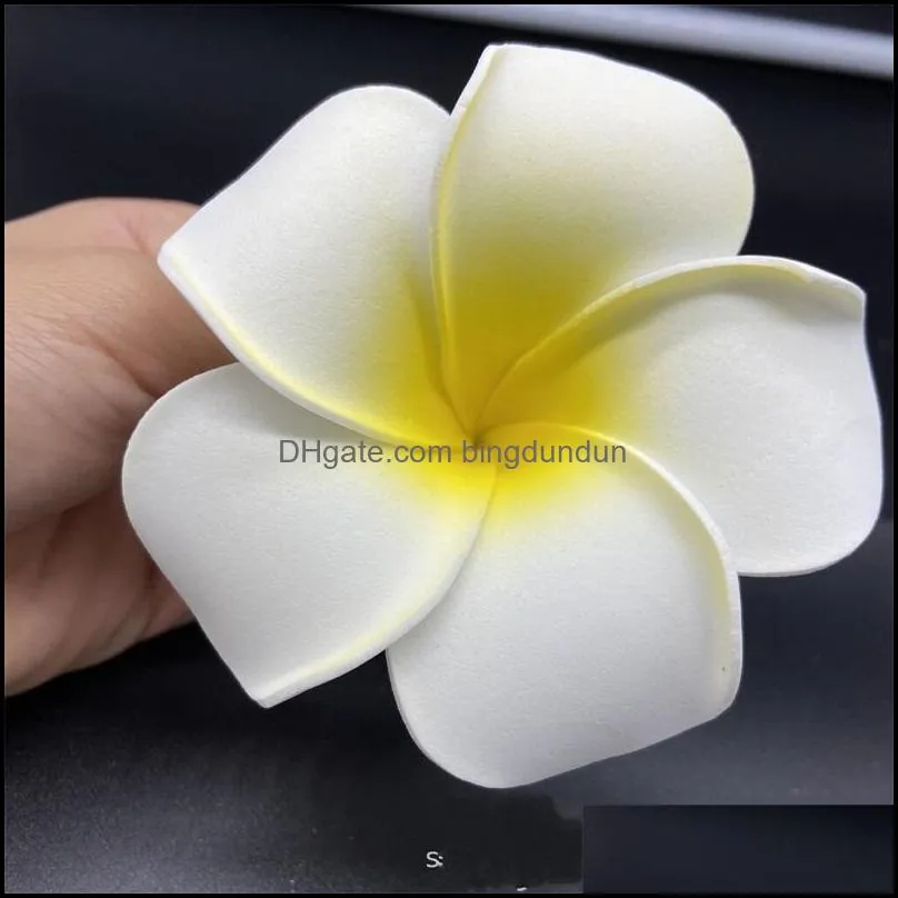 100pcs 7cm wholesale plumeria hawaiian foam frangipani flower for wedding party hair clip flower jlloim lucky 680 s2