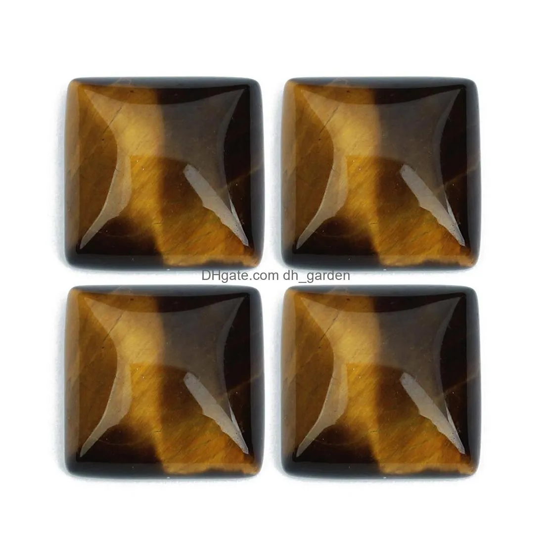 16mm square cutting opal rose tiger eye stone cab cabochon flat back for ring earring necklace making jewelry wholesale