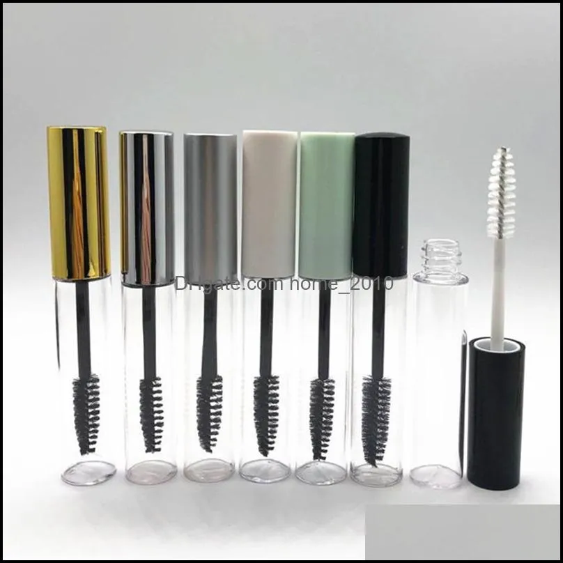 10ml empty mascara bottle container tube with eyelash wand brush round clear emptys mascaras packing bottles 6 colors