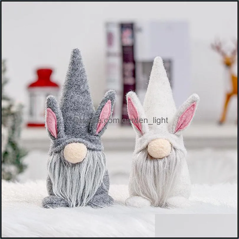 easter rabbit gnome white gray faceless bunny dwarf doll lovers kids easter rabbit toys spring home office table decoration 171 v2