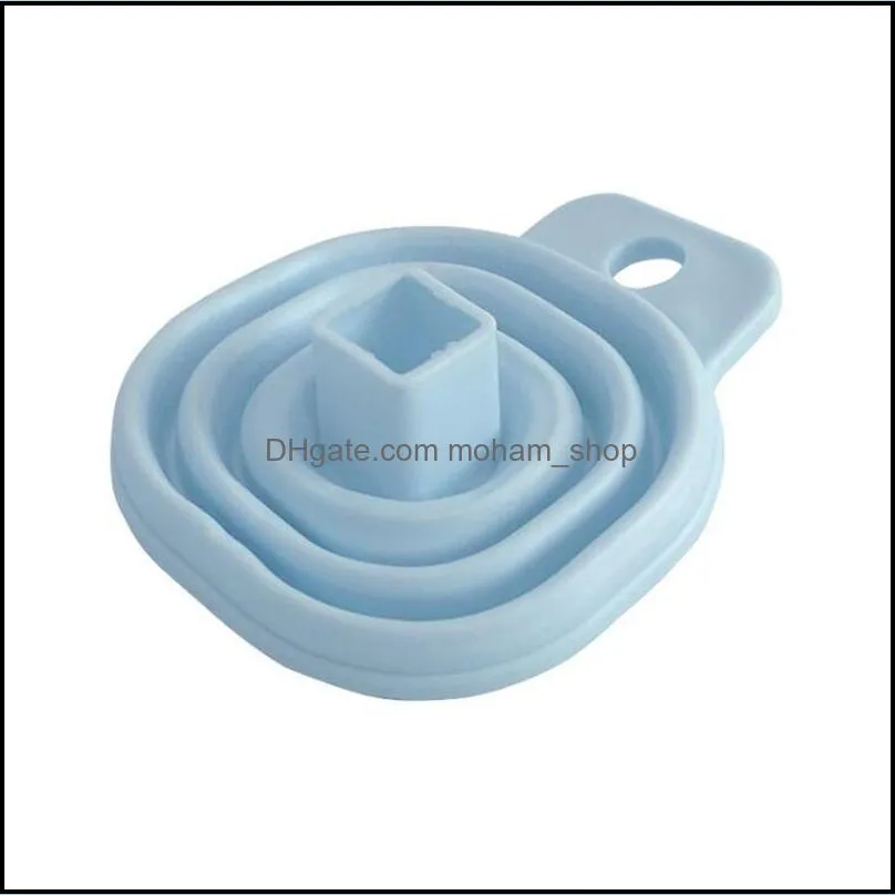 square protable mini funnel silicone gel foldable style funnel hopper kitchen tools accessories gadget