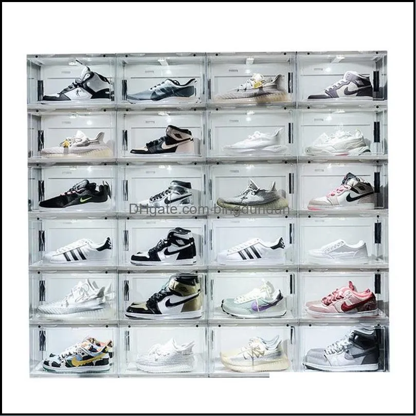  sound control led light clear shoes box sneakers storage antioxidation organizer shoe wall collection display rack 2844 q2