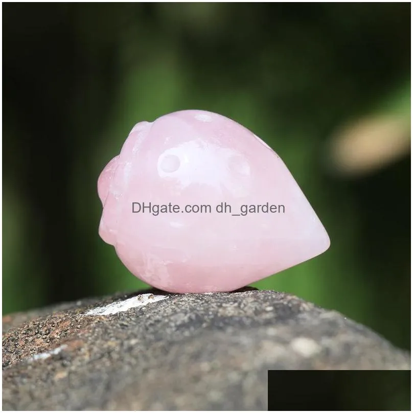 natural crystal stone ornaments carved strawberry craft chakra reiki healing quartz mineral tumbled gemstones hand home decor crafts