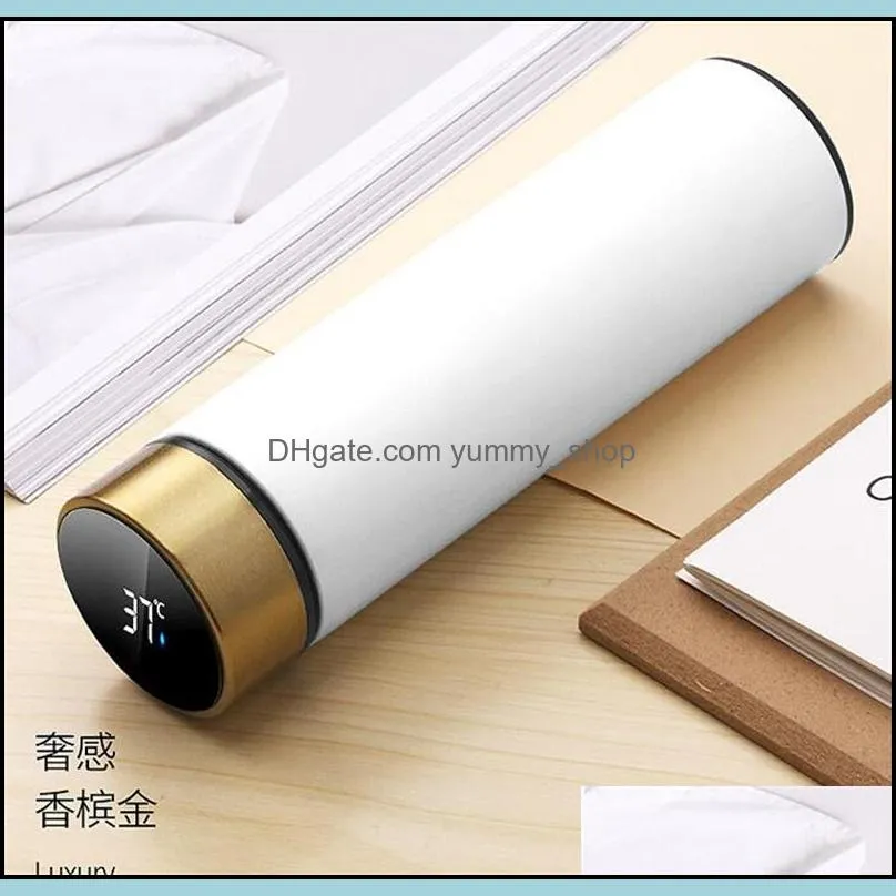 304 stainless steel lovers cups sublimation blank flat mouth fashion water bottles intelligence show temperature vacuum flask 19 8xm