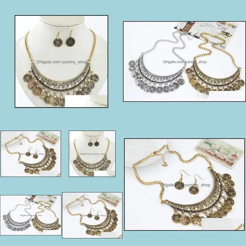 statement necklaces vintage boho gold collar choker necklaces and earrings bridesmaid jewelry sets