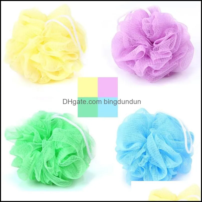 100pcs multi colors 15g bath shower sponge pouf loofahs nylon mesh brush shower ball lace edge mesh bath 1208 v2