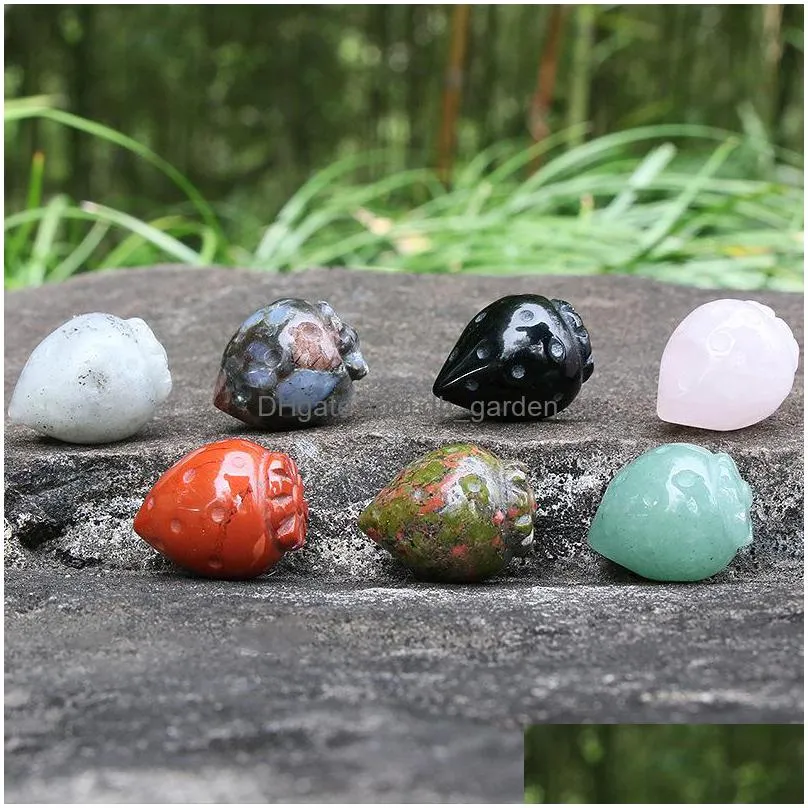 natural crystal stone ornaments carved strawberry craft chakra reiki healing quartz mineral tumbled gemstones hand home decor crafts