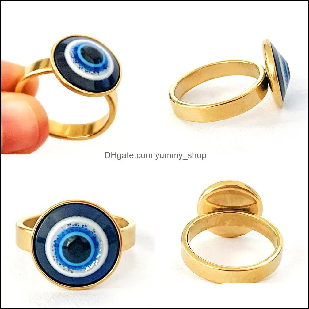 bulk lots 30pcs gold devils eye rings stainless steel eyeball charm gifts women men goth punk jewelry