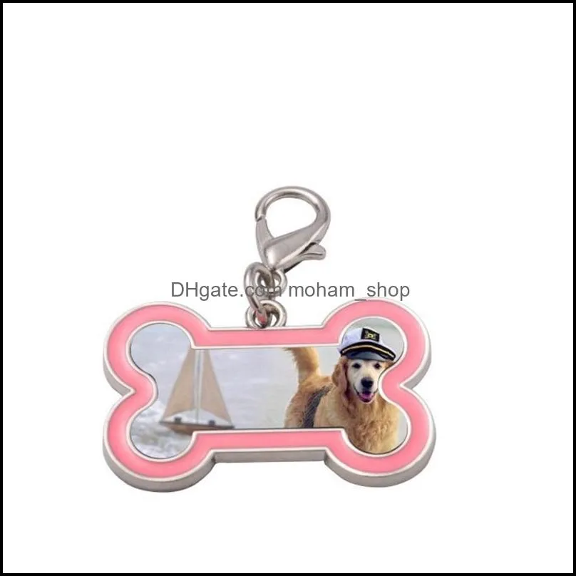 sublimation keychain party favor pet dog id tag diy p o heat transfer cute bone shaped keychain