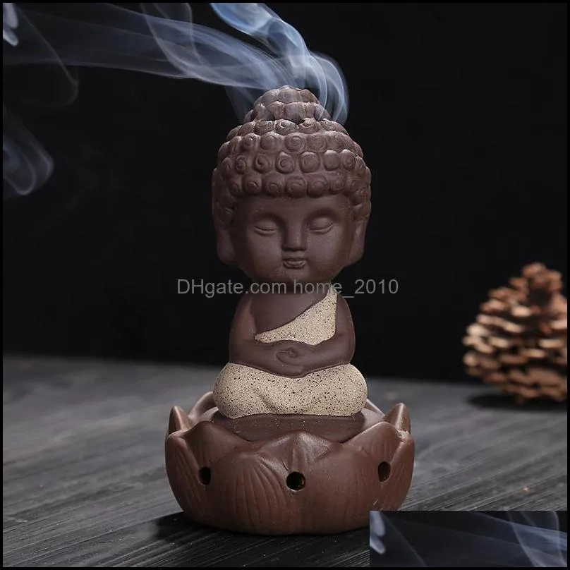 little monk thurible decorative gifts ceramic purple sand buddha incense burner for home decor arts and crafts