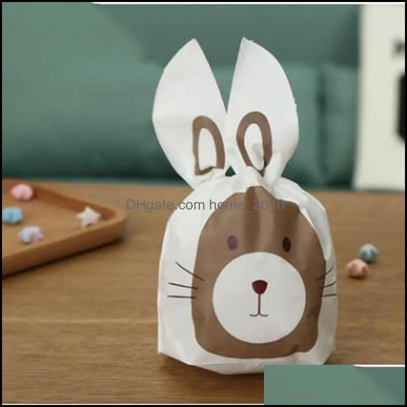 50/pcs wedding gift wrap plastic candy rabbit ears easter bag cookie packaging box companion hand boxes pearl return gifts rrf12139
