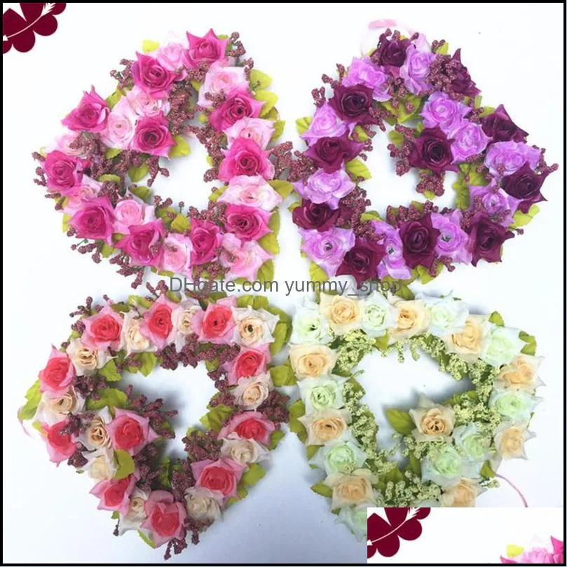 festival artificial flower home decor heart shaped wreath wedding venue furnishings love hearts wreathes arrival 7 2oy l1